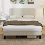 Struttura Letto 140x2 cm con Testiera Imbottita Regolabile in Altezza e Doghe, Velluto a Coste, Grigio - immagine 9