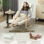 Poltrona Relax Riscaldante e Massaggiante con Poggiapiedi Regolabile e Telecomando, 67x95x101 cm, Crema - immagine 6