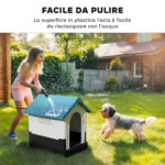 Cuccia per Cani Piccoli da Esterno in Plastica con Finestre e Base Rialzata, 64,5x57x66 cm, Blu - immagine 5