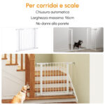 Cancelletto per Cani con Meccanismo Intelligente, Fissaggio a Pressione, Installazione senza Fori, Larghezza Regolabile 75-96cm, Bianco - immagine 5
