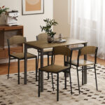 Set da Pranzo da 5 Pezzi con 1 Tavolo Rettangolare 1x63x76,5 cm e 4 Sedie 45x40x82 cm, in Acciaio e MDF - immagine 8