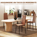 Set di 4 Sedie Moderne imbottite da Pranzo con Schienale Alto, in Pelle e Acciaio,rivestimento a polvere, 41x50x97 cm, Marrone | Aosom Italy - immagine 4