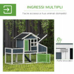 Pollaio Prefabbricato in Legno con Area Aperta, Casetta e Nido, 161,5x62,5x115cm, Grigio - immagine 5