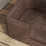 Divanetto per Animali, Cuscino Imbottito in Gommapiuma Rimovibile, Cane di Taglia Media Piccola, Marrone Scuro 74x48,5x31cm - immagine 8