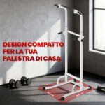 Stazione Fitness con Barre per Dip e Trazioni, Altezza Regolabile 176,5-227 cm e Capacità 120 kg, Bianco - immagine 7