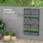 Orto Verticale da Parete a 4 Livelli con 8 Vasi, in Acciaio e Plastica, 52x14x90 cm, Verde Scuro e Nero - immagine 4