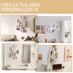 Libreria Moderna Sospesa con 5 Cubi Intrecciati in Legno, 49,5x10,2x86cm, Bianco - immagine 6