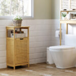 Mobiletto Bagno con Cesto Multiuso per Bucato e Giocattoli, in MDF e Bambù, 40x30x86,5cm - immagine 2