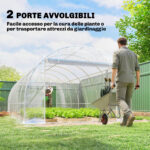Serra a Tunnel 3x6x2 m con Porte Avvolgibili, Telaio in Acciaio e Copertura in PE Anti-UV, Trasparente - immagine 6