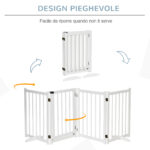 Cancellino Pieghevole per Cani Piccola/Media Taglia con Serratura in Legno 237,5x36x80cm - Bianco - immagine 5