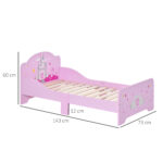 Letto per Bambini 3-6 Anni in Legno con Bordi Rialzati, 143x73x60 cm, Rosa - immagine 3