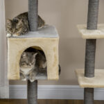 Tiragraffi per Gatti Alto 156cm con Lettino, Casetta e Pali Tiragraffi in Sisal - immagine 7