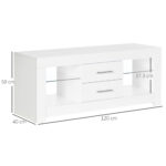 Mobile Porta TV da 55" con Luci LED a 12 Colori e Telecomando, Legno e Vetro 120x40x50cm, Bianco - immagine 3