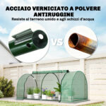 Serra da giardino a Tunnel in Acciaio e con Copertura in PVC, 2x1x80 cm, Verde - immagine 5