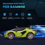 Lamborghini Macchina Elettrica per Bambini 12V con Fari e Musica, Telecomando e Velocità 3-5km/h, Età 3-5 Anni, 108x62x40cm, Verde - immagine 4
