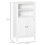 Mobile Bagno con Mensole Regolabili e Armadietto 2 Ante, Mobiletto Bagno Multiuso in Legno, Bianco, 50x30x93cm - immagine 3