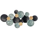 Decorazione Murale in Metallo 3D, Wall Art a Cerchi 133x66cm, Blu, Nero e Oro
