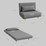 Poltrona Letto 3 in 1 con Schienale Reclinabile su 6 Posizioni in Tessuto, 94x78x80 cm, Grigio - immagine 3