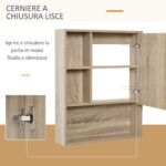 Armadietto Bagno a Specchio con Ripiani Regolabile, Specchio Bagno Contenitore con Porta Salvaspazio, Montaggio a Parete, 60x15x76 cm, Rovere - immagine 7