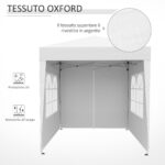 Gazebo Pieghevole Pop Up 2x2 m con 4 Pareti Rimovibili in Poliestere e Acciaio, Bianco - immagine 7