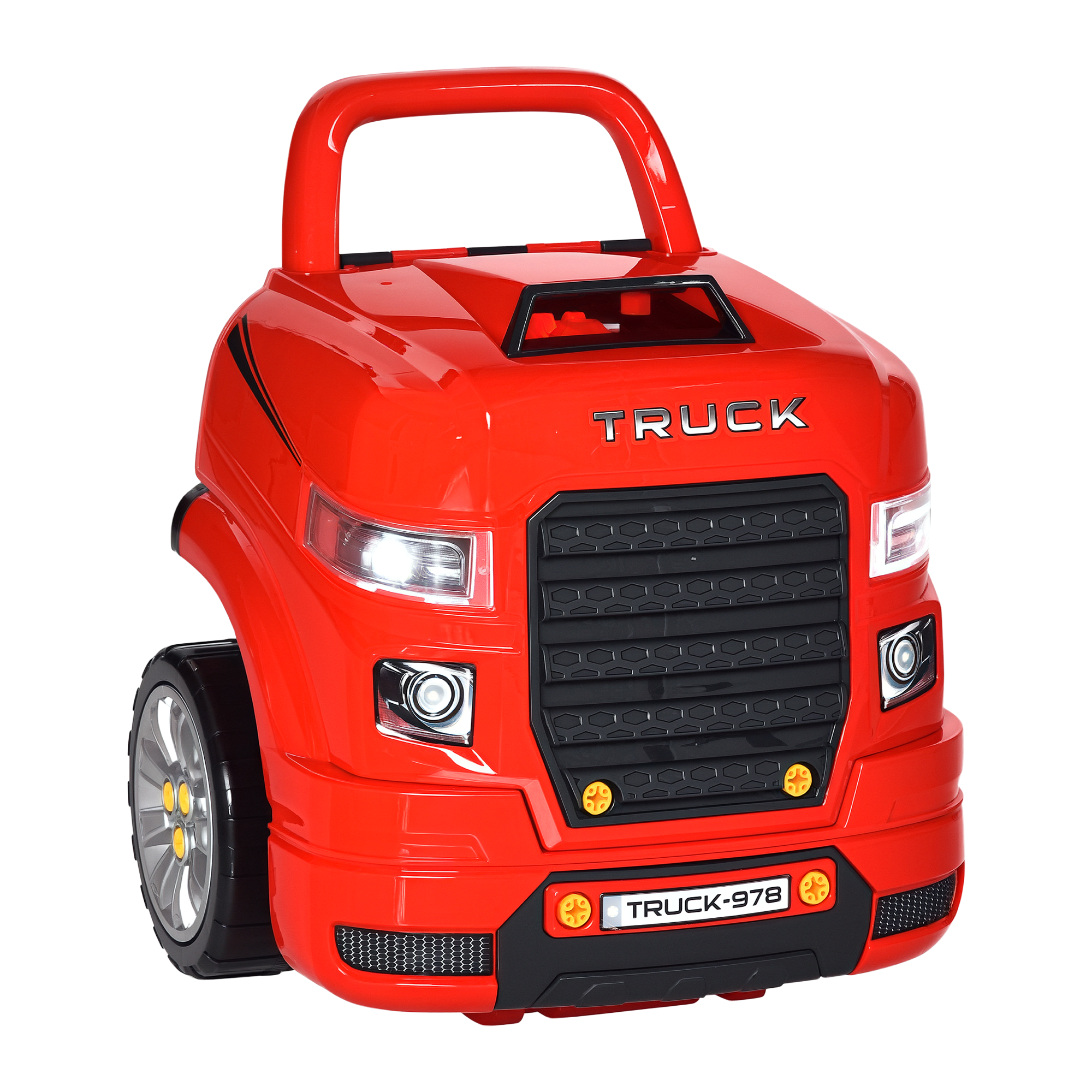 gBH4a3197e4e0d3d6.png Officina Camion Giocattolo con Motore e 61 Accessori per Bambini 3-5 Anni, Ruote e Maniglia, 40x39x47cm, Rosso - immagine 1