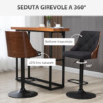 Set 2 Sgabelli Alti Girevoli da Cucina e Bar, Moderni ad Altezza Regolabile in Tessuto Traspirante, 47,5x50x93,5-116 cm | Aosom Italy - immagine 4