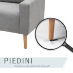 Divano 2 Posti Moderno in Stile Nordico con Schienale Trapuntato, in Poliestere e Legno, 145x76x88 cm, Grigio chiaro - immagine 7