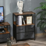 Mobile Cassettiera Multiuso con 3 Cassetti Pieghevoli in Tessuto, Arredamento Soggiorno e Camera, 58x29x81,5cm, Grigio Scuro - immagine 2