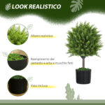 Pianta Finta Albero Cedro con Vaso Incluso per Interno ed Esterno, Altezza 55 cm, Verde - immagine 4