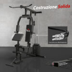 Stazione Fitness Multifunzione per Allenamento a Casa e Professionale in Acciaio, 148x108x207 cm, Nero - immagine 6