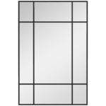 Specchio da Parete Stile Finestra con Montaggio Verticale e Orizzontale, 90x60 cm, Nero