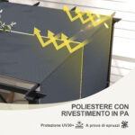 Copertura per Gazebo Pergola 3x3 m in Poliestere con Tasche e Cinghie, 488x122 cm, Grigio Carbone - immagine 5