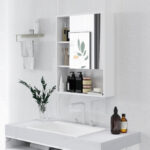 Armadietto Bagno con Specchio, Ripiani e Scaffale Regolabile, Montaggio a Parete, 60x15x76cm, Bianco - immagine 2