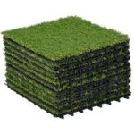 Piastrelle da Giardino con Erba Sintetica 30x30cm 10 Pezzi, Prato Artificiale Realistico, Verde