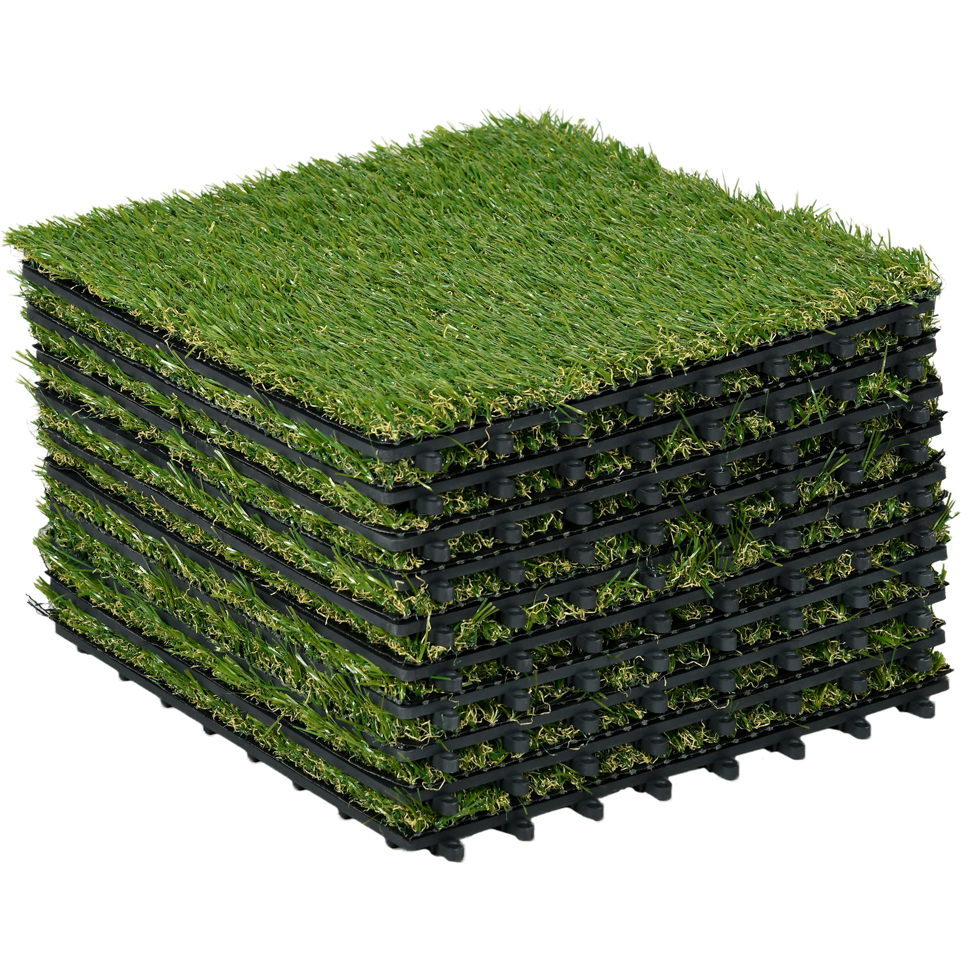 gg33a119b48d6869b.jpg Piastrelle da Giardino con Erba Sintetica 30x30cm 10 Pezzi, Prato Artificiale Realistico, Verde - immagine 1