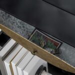 Specchio da Parete Rotondo da Ø61cm con Cassetto e Cornice in Metallo Nero - immagine 8