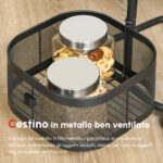 Carrello Portavivande con 4 Cestelli, Piano d'Appoggio e Ruote, in Acciaio e PP, 33x33x77 cm - immagine 6