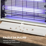 Zapper per Insetti e Zanzare da 20W a Luci LED UV con Vassoio Rimovibile, in ABS e Metallo, 39x8x28 cm - immagine 7