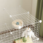 Recinto per Animali Domestici Piccoli con 36 Pannelli di Metallo Modulabili con Porta, Bianco - immagine 9