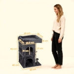 Torre per Gatti Fino a 7 kg con 2 Casette e Lettino, Palo in Sisal e Rivestimento Peluche, Grigio Scuro - immagine 3