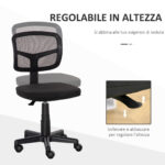 Sedia da Ufficio Ergonomica in Rete Senza Braccioli e Regolabile in Altezza, Nero - immagine 4