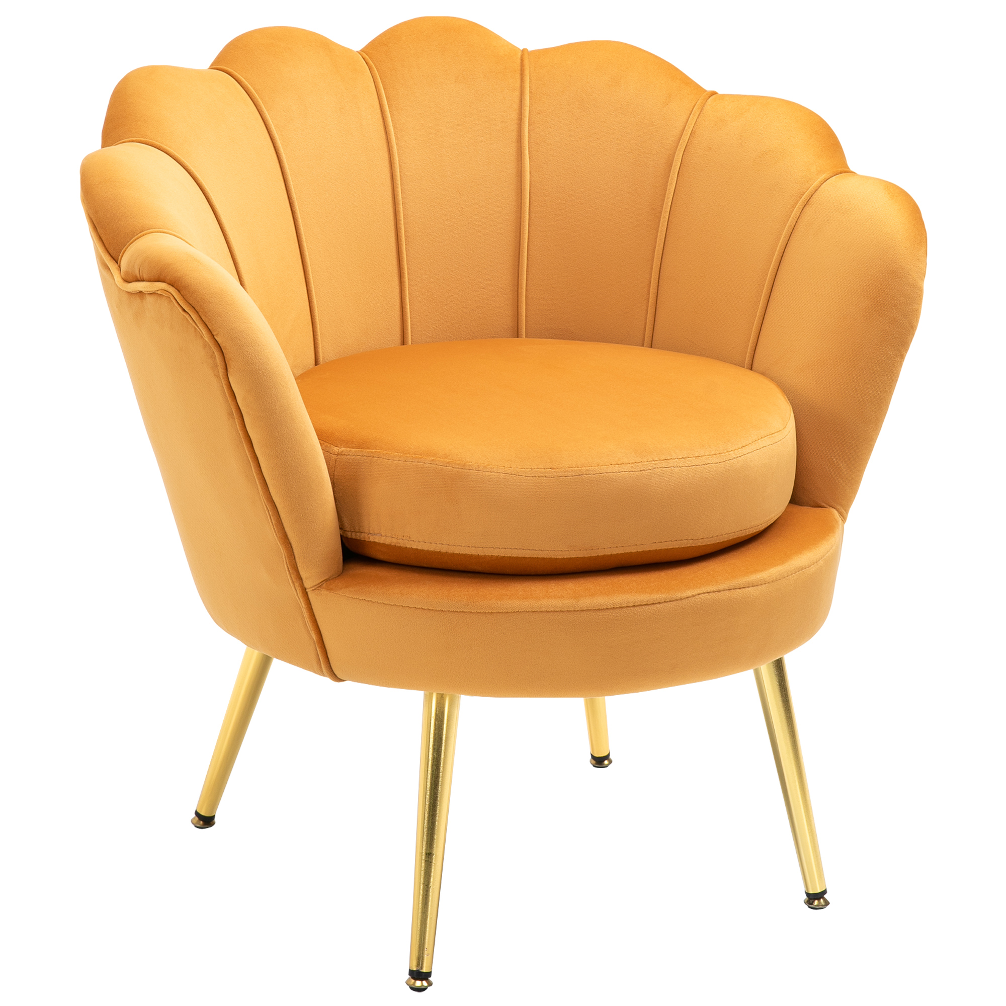 gsIf1518ec60534bc.jpg Poltrona a Conchiglia, Poltroncina Vintage, Poltroncina da Camera e Salotto, Design Elegante, con Schienale Alto, 76x67x74cm, Giallo - immagine 1