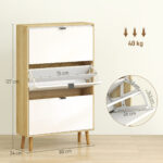 Scarpiera Slim Moderna con 3 Cassetti Ribaltabili per 24 Paia di Scarpe, 80x24x127 cm, Bianco - immagine 3