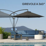 Ombrellone da Giardino Rotondo Inclinabile e Girevole, Manovella e Protezione UPF 50+, Ø3 m, Grigio Scuro - immagine 7