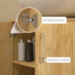 Mobiletto Bagno Sottolavabo Sospeso a 2 Ante con 2 Ripiani in Legno, Colore Naturale - immagine 7