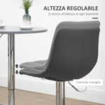 Set 2 Sgabelli Alti Moderno da Bar Girevoli con Schienale e Poggiapiedi, Sedia con Altezza regolabile, 42x45x89-110cm, Grigio | Aosom Italy - immagine 5