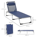Sdraio da Giardino Pieghevole Poggiatesta e Schienale Regolabile Blu - immagine 3
