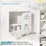 Scrivania a Muro Pieghevole e Salvaspazio con Ripiani, per Casa e Ufficio, in Truciolato e MDF, 60x21,5x50 cm, Bianco - immagine 5
