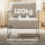 Poltrona Salotto e Poltroncina Camera da Letto in Ciniglia Morbida, Beige - immagine 6