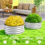 Set di 2 Letti per Orto Rialzati in Acciaio Galvanizzato con Fondo Aperto, Ø60x30cm, Argento - immagine 7